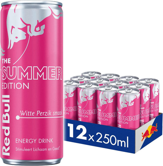 Red Bull Energy Drink Summer Edition, White Peach, Pack of 12 - 12 x 250ml