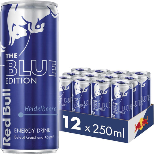 Red Bull Energy Drink Blue Edition with Heide Lbeer Flavor, 12 Count Disposable (12 x 250 ml)